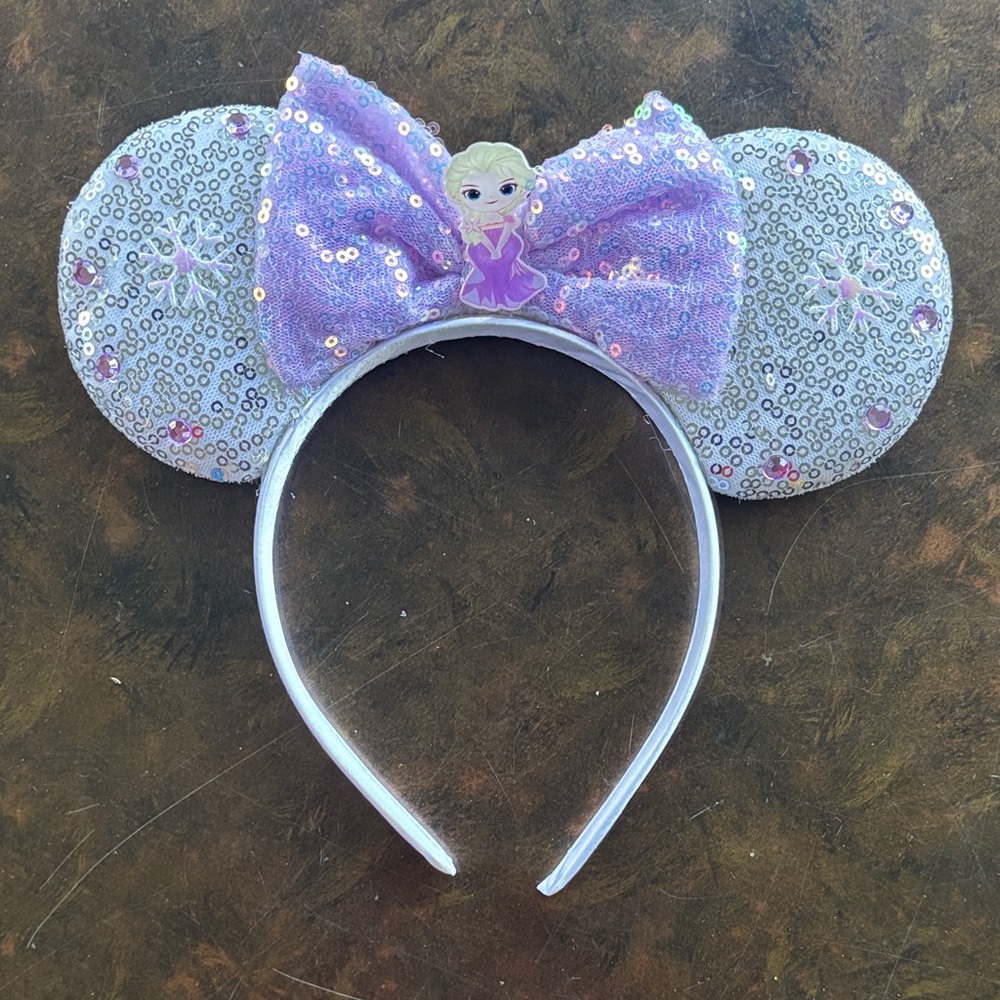 Elsa From Frozen Themed Purple Sequin Minnie Mouse Ears Headband